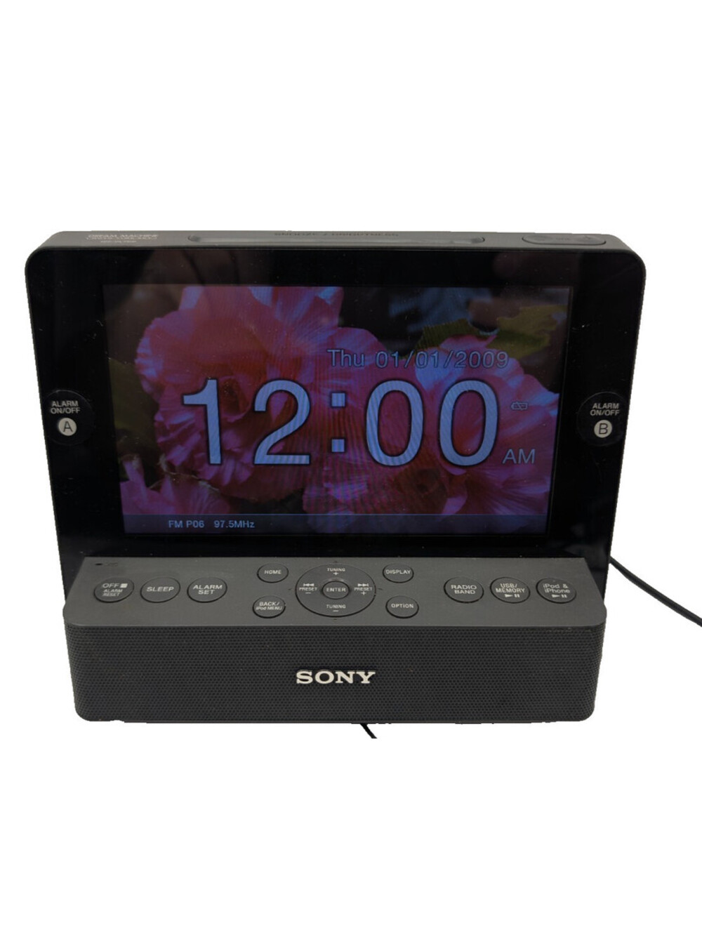 Sony Dream Machine ICF-CL75iP Clock Radio Black Alarm AM/FM iPod/iPhone Dock